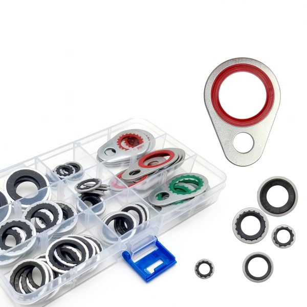 Opuweiy Automotive Air Compressor Seals Metal Rubber Washers-4