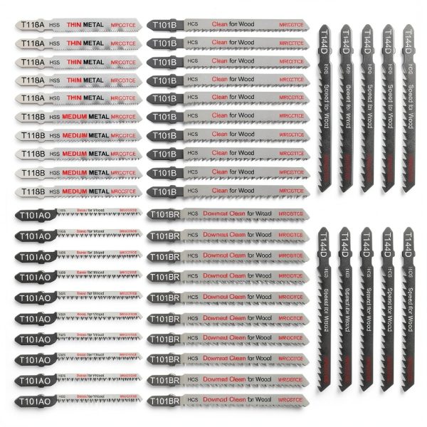 Contractor Jigsaw Blades 50 Set with Case – T‑Shank for Wood Metal-0