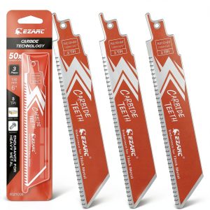 EZARC Carbide Reciprocating Saw Blade 6-Inch 8TPI 3-Pack Thick Metal-0